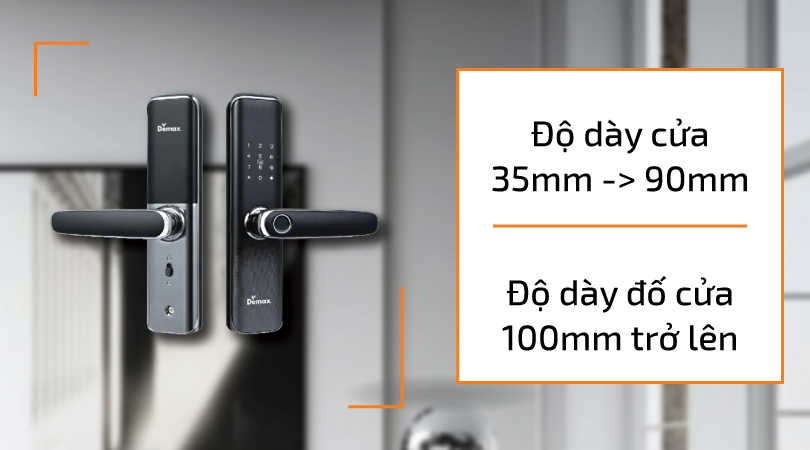 Khóa thông minh Demax EL268 GS - Độ dày cửa